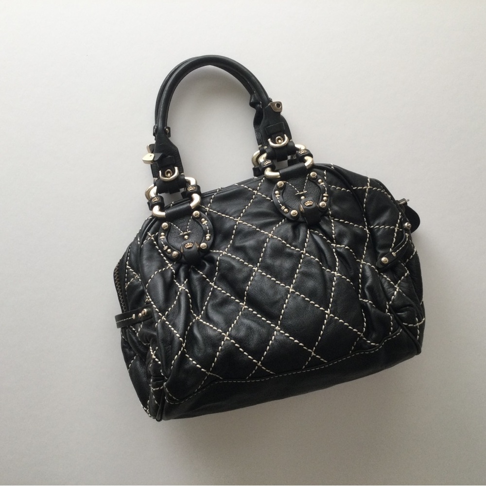 Juicy Couture Black Quilted Satchel with Contrast Stitching